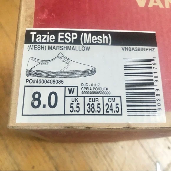 Vans Tazie ESP Mesh Marshmallow Sz 8 - Picture 10 of 11